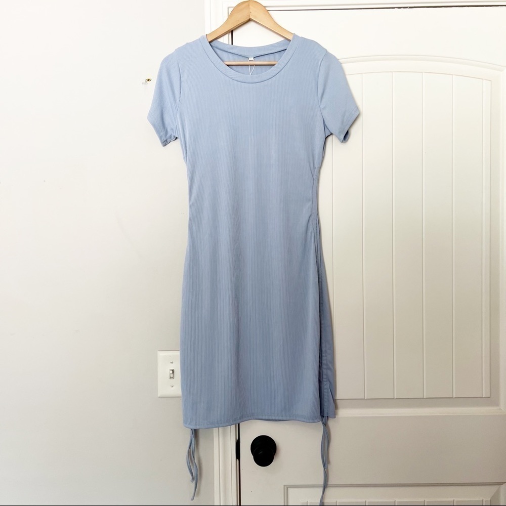 NWT Halara Ruched Mini Dress Sky Blue